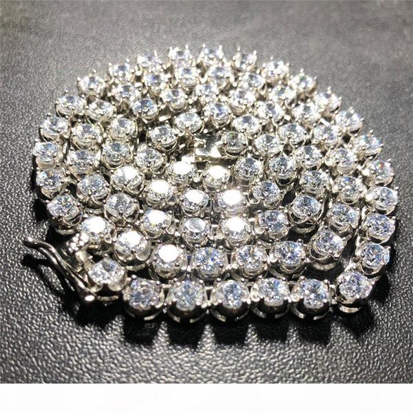 

4мм 8inch браслет 18inch цепи ожерелье из нержавеющей стали цвета золота cz ожерелье теннис цепи ожерелье для мужчин, Silver