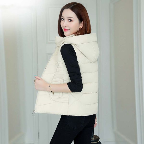 

2020 hooded autumn winter vest women waistcoat fashion korean slim sleeveless jackets thick warm vests coat, Black;brown