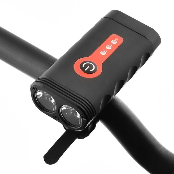 

bike lights usb rechargeable bicycle light 2*xtg led front handlebar lamp cycling head built-in 4400mah 18650 battery