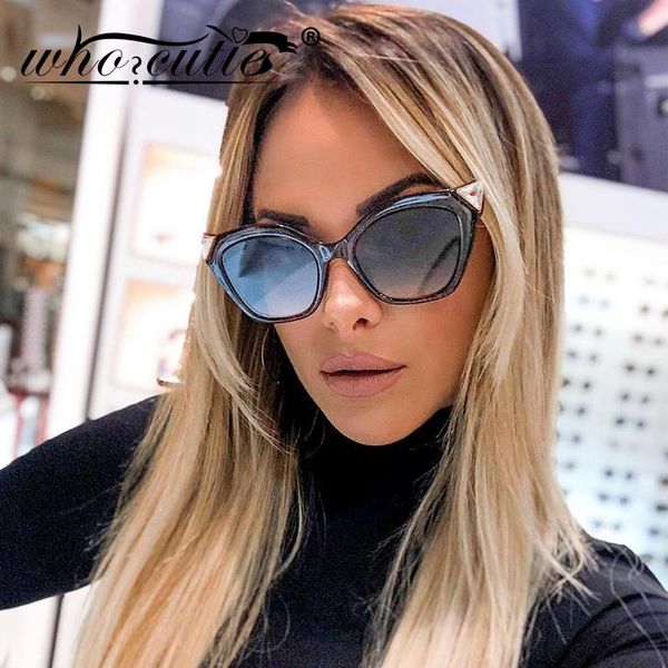 

who cutie sunglasses women fashion 2020 designer vintage retro cat eye frame sun glasses lady uv400 oculos s041, White;black