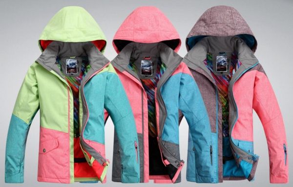 

womens color matching ski jacket blue pink gray snowboarding jackets skiing jacket for women anorak skiwear 10k xs-l