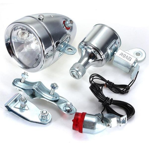 

12v 6w motocycle bicycle bike friction generator dynamo headlight tail light set excellent workmanship long service life