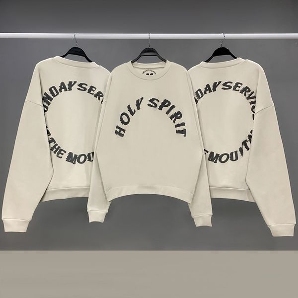 

sunday service hoody holy sprit foam print kanye sweaters fleece winter autumn man hoodies woman pullover bottoms velvet loose casual, Black