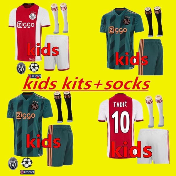 

2019 2020 мальчиков молодежь аякс фк футбол трикотажные дома далеко малышей комплекты 19 20 customized neres тадич de ligt ziyech футбол руб, Black