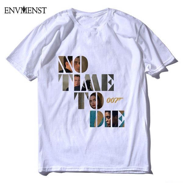 

men's t-shirt promotions no time to die 007 bond 2020 movie t-shirt black white 100% cotton shirts for men and women