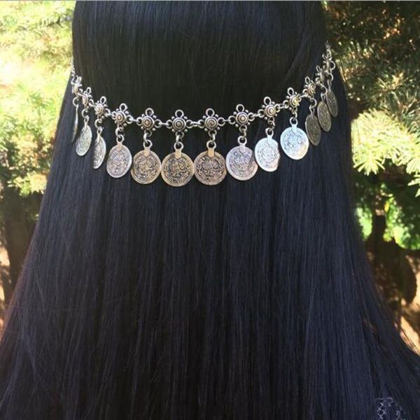 

vintage belly dance headwear coins head band jewelry boho style dancing headband hair crown, Golden;silver
