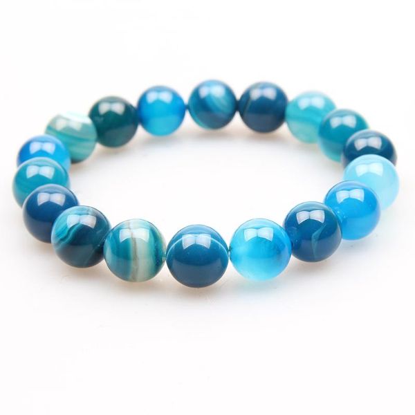 

natural blue agat round loose smooth beads stretch elastic cords bracelet for women men energy jewelry 6mm 8mm 10mm 12mm, Golden;silver