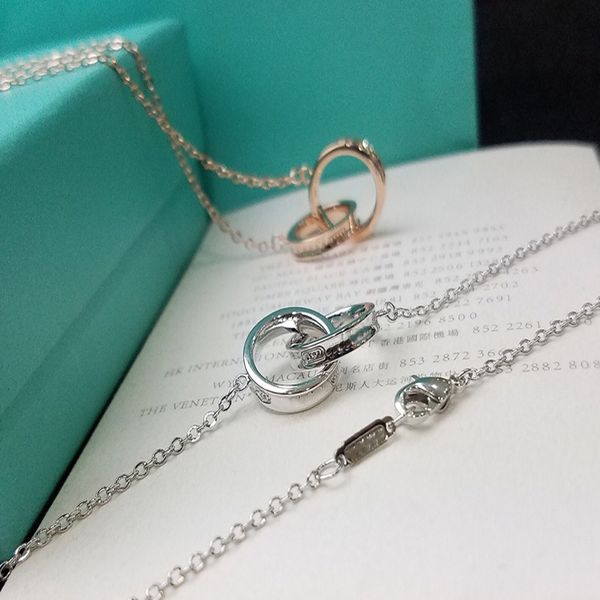 

new fashion double 1837 circle pendant necklaces s925 sterling silver ladies jewelry wholesale birthday valentine gift