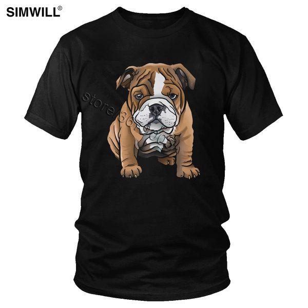 

bulldog puppy t shirts men cute short sleeved pure cotton t-shirts round neck british dog tees streetwear slim fit tshirt gift