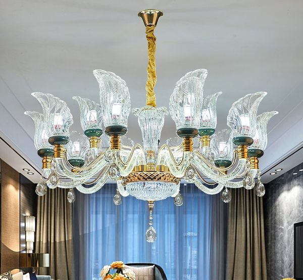

2020 luxury crystal chandelier living room lamp simple modern atmosphere new high-end lamp arm glowing restaurant pendant lamps