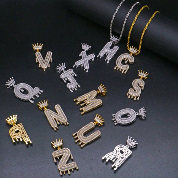 

iced charm pendant initial hop alphabet simulated out styles hip chain jewelry diamond dripping necklace 72 necklace 2019 letter crown hwbs