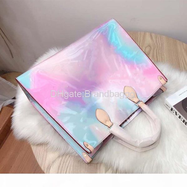 

2020 letter flower handbags designer shopping bags luxury handbags purses fashion gradual change dazzle color women envelope tote bag