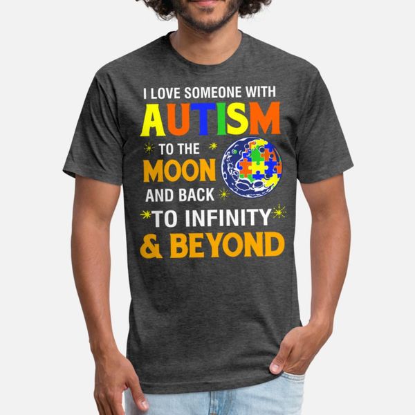 

autism awareness love someone to the moonribbon t shirt men customized short sleeve o-neck pictures interesting authentic spring family