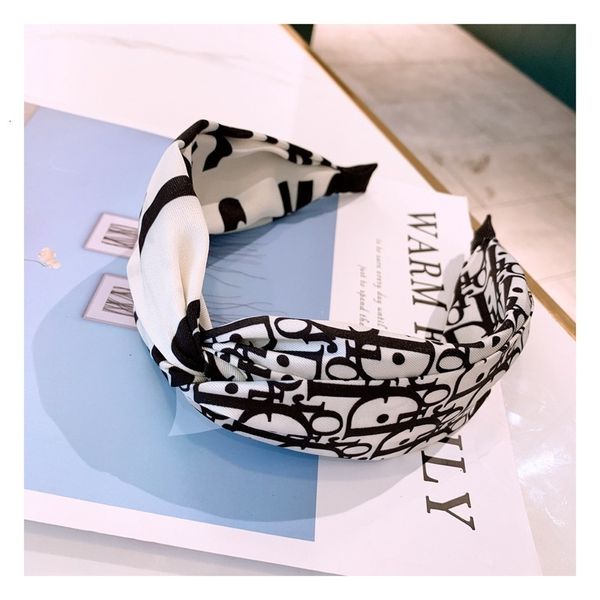 

Silk printed cross stitching wide hair band headband accessories