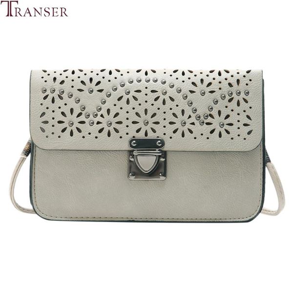 

transer messenger bags women rivets hollow leather shoulder bag female fashion vintage women crossbody bag purse bolsas feminina