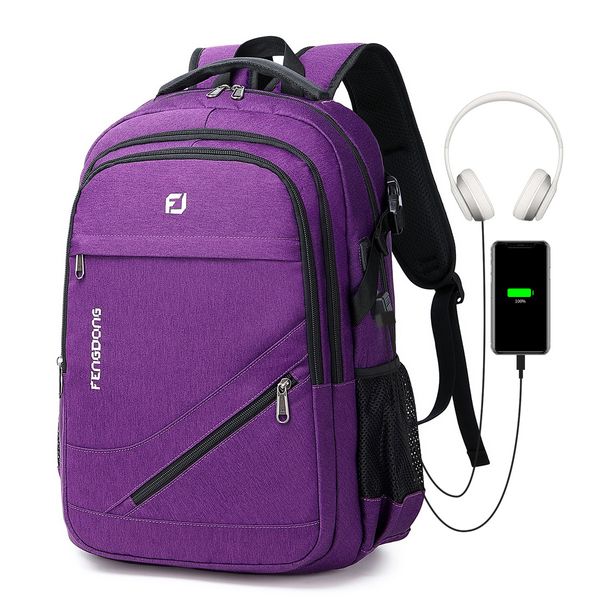 

leather luggage tag new style backpack mens business 17-inch lapcomputer bag outdoor travel bag usb college student backpack female purs