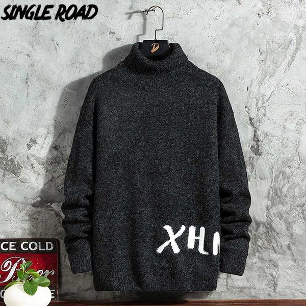 

singleroad mens turtlenecks sweater men 2020 winter high collar sweaters oversized harajuku korean turtleneck black sweater men, White;black
