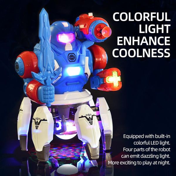

dancing robot electronic six claws led light music simulate intelligent action figure ocssy animal model educational toys kid gifts