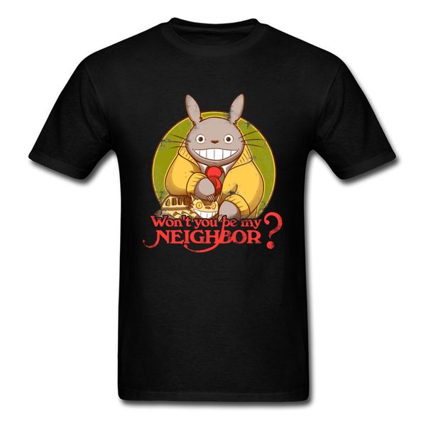 

kawaii anime мужчины футболки черный мода смешные футболки 100% хлопок sim fit youth man тоторо t-shirt для студентов 90s cartoon тис