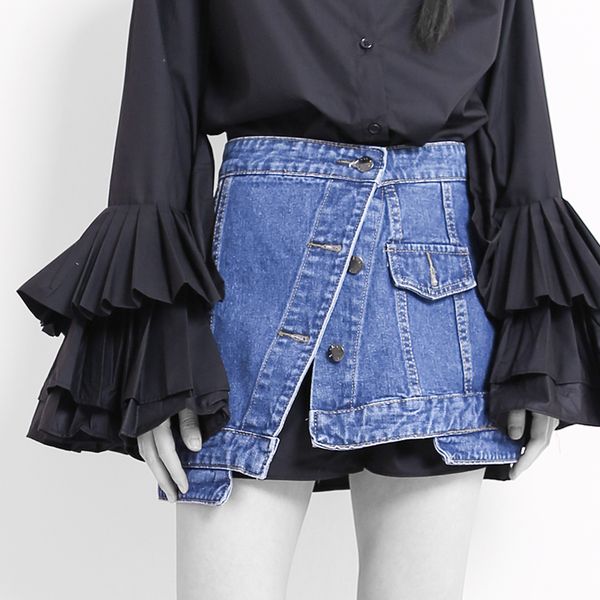 

new single buckle irregular denim women girdle belts cummerbund short skirt waist seal two way wear, Black;brown