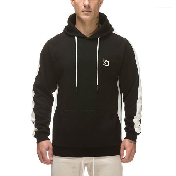 

fashion brand hoodies gyms fitness bodybuilding long sleeve sweatshirt pullover sportswear male leisure jacket hoodies clothing mens, Black