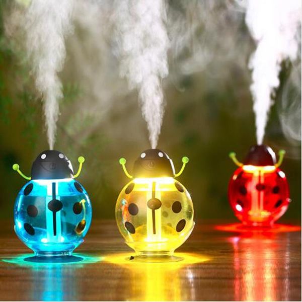 

cgjxsdropshippping ultrasonic beetles humidifier bottle led lights household t190628