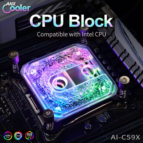 

ai-c59x cpu water block for intel platform 5v light header,intel processor copper cooler