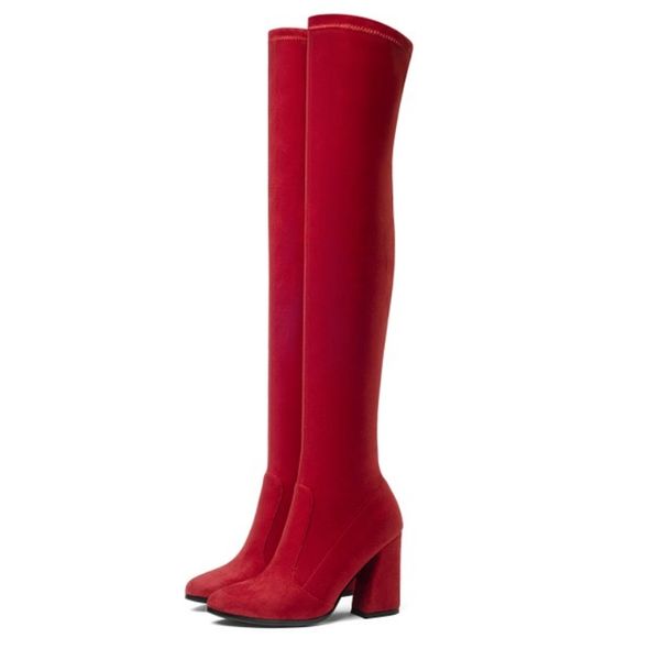 

fanyuan women over the knee high boots fashion pointed toe winter shoes elegant all match women faux suede boots size 34-43, Black