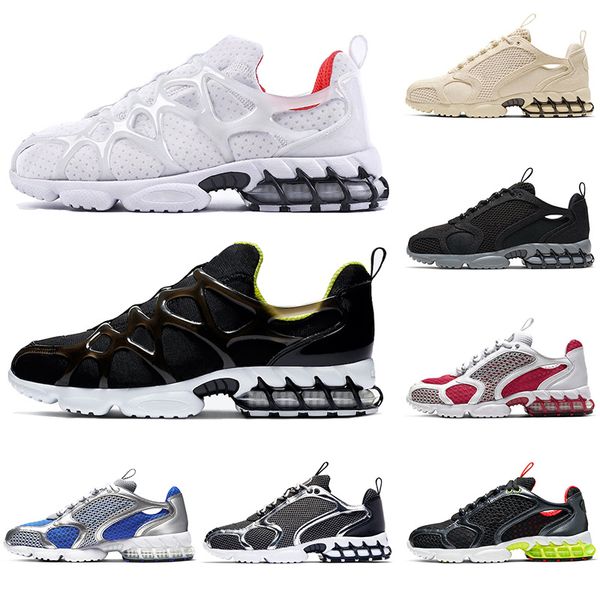 

new stussy spiridon caged 2 kukini running shoes white black grey metallic silver pure platinum blue womens mens sneakers sports trainers