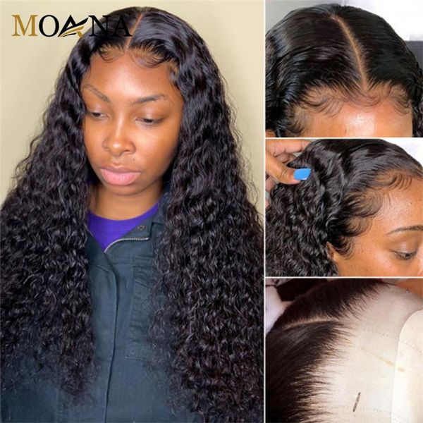 

lace wigs kinky curly human hair 4x4 front pre-plucked glueless brazilian for black woman, Black;brown