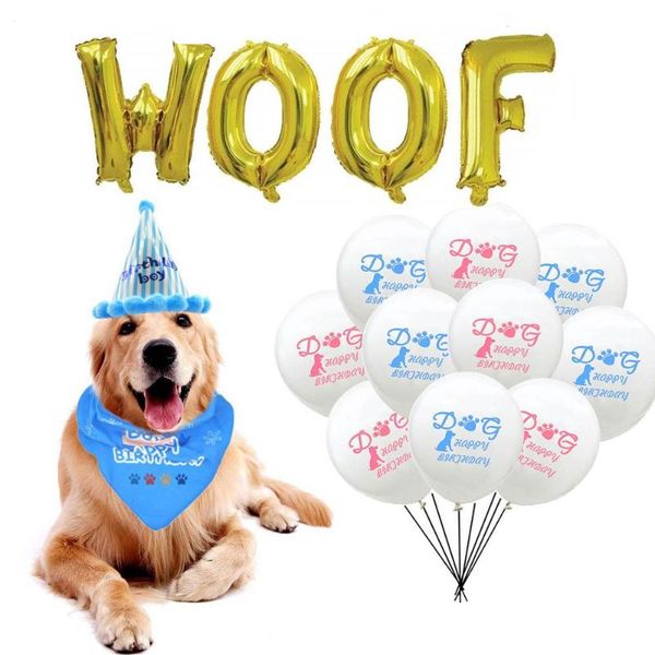 

woof letter foil ballons pets dog latex ballons dog birthday decoration air globos animal safari theme party supplies