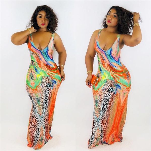 

women designer casual dresses loose v neck 3d print dress fashion sleeveless multi color females clothing sexy, Black;gray