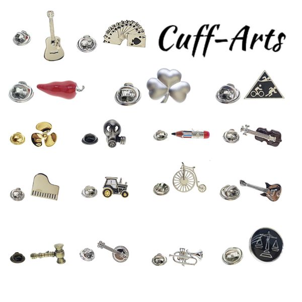 

lapel pin badge men's fashion playing cards pepper guitar pencil mask hammer truck clover brooch pin ladies men's jewelry, Gray