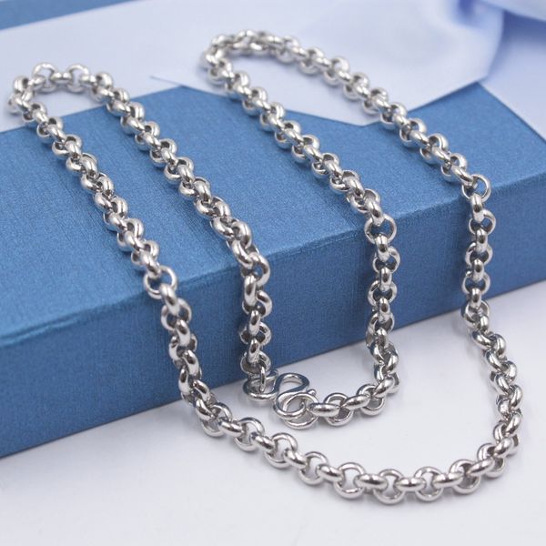 

new fine pure s925 silver chain women men 6mm cable link chain 22inch 35-36g