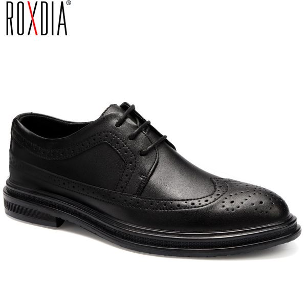 

roxdia formal men's leather shoes leather business comfortable block shoes 38-45rxm459, Black