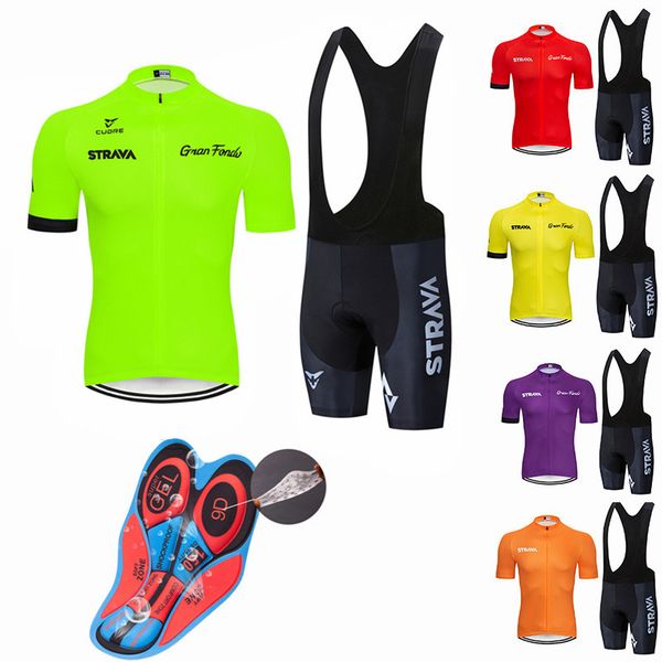 

new fluorescent green strava 2020 ciclismo ropa quick dry 9d gel pad mountain cycling clothing bib shorts suits mtb bike wear, Black;blue