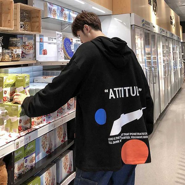 

oversized man hoodies printed moletom skateboard streetwear sudaderas hombre japanese harajuku hoodies for mens autumn clothes, Black