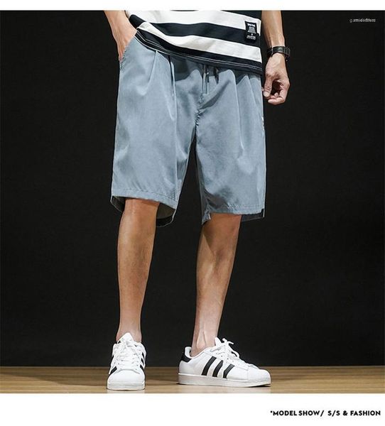

pants plus size mens clothing mens designer summer active short pants drawstring solid color knee length, Black