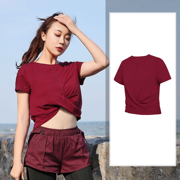 

2020 women gym sleeves black yoga cropped womens workout fitness women t-shirt sportswear training yoga sportswear, White;red