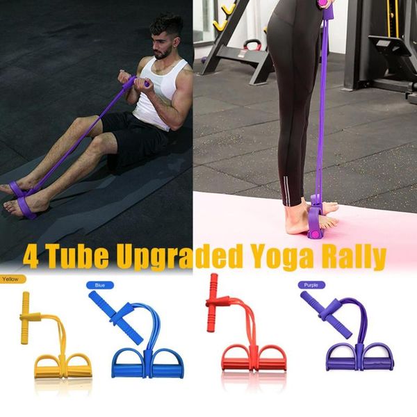 

yoga pull rope four-tube multifunctional pull rope pedal elastic puller abdominal crunches footstool home fitness