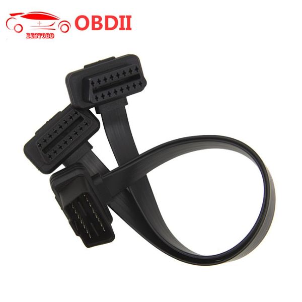 

16pin male to dual female obdii obd2 16 pin for elm327 male to dual female y splitter elbow extension connector cable