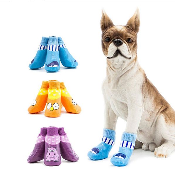 

4pcs/set waterproof pet dog shoes cat warm socks for all season anti-slip pet boots soft cotton socks for all sizes dog socks