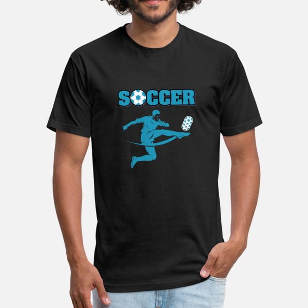 

football soccer guy kick blue color t shirt men designing cotton round neck kawaii sunlight comical spring autumn novelty shirt