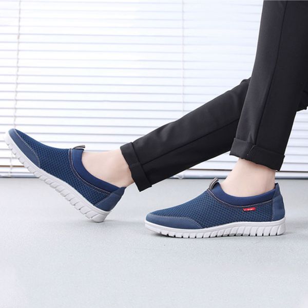 

comfortable men walking loafers fashion hollow mesh men's shoes slip on breathers male footwear large size 38-50 flat