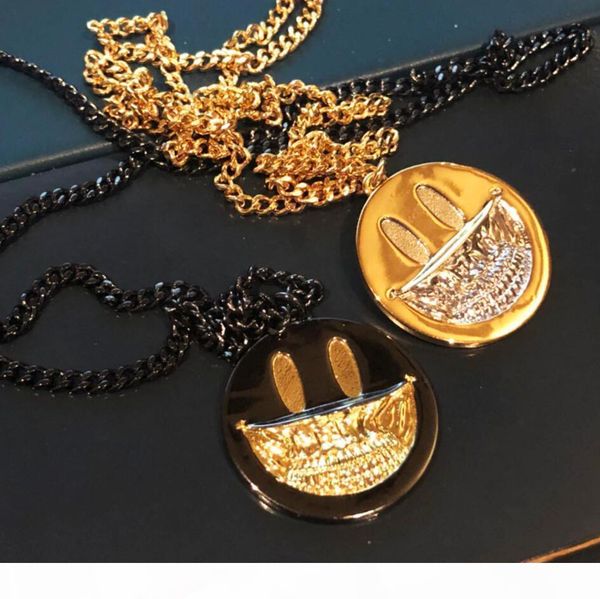 

superflat ron english style skull smile face gilded men's and women's necklaces, Silver