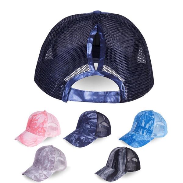 

ponytail baseball cap 5 colors messy bun hats acid wash snapbacks casual sun visor outdoor hat, Blue;gray