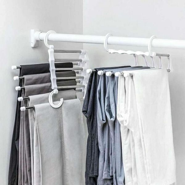 

hangers & racks drop ship 5 in 1 multi-functional pant rack shelves space safer stainless steel magic wardrobe clothing for clothes