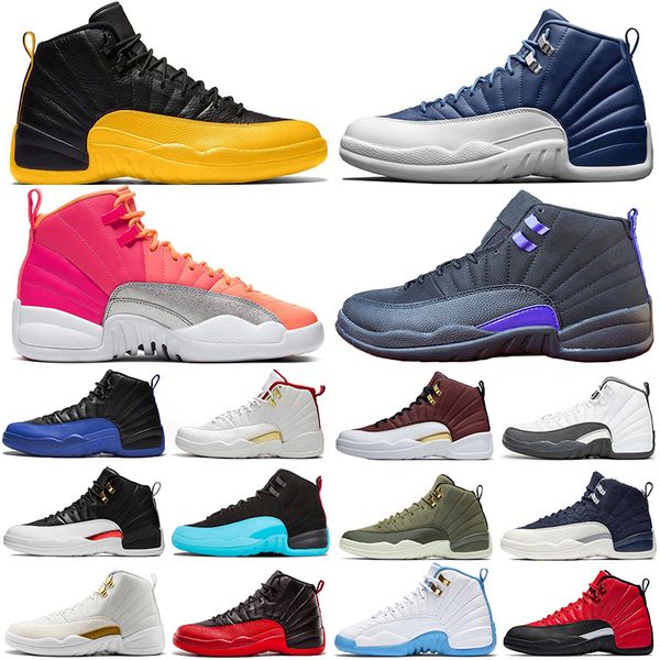 

new arrival indigo dark concor 12 12s basketball shoes reverse flu game taxi punch fiba gym red women mens trainers sports sneakers