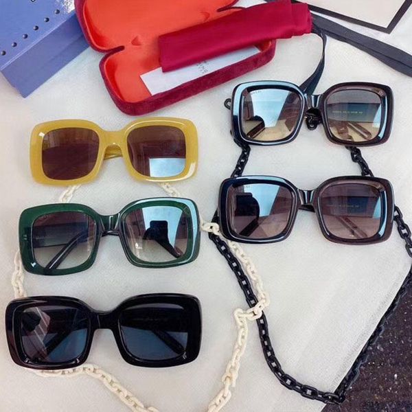 

2020 Woman oversized chain sunglasses 2407 classic square frame design simple style top quality uv400 protective glasses with box
