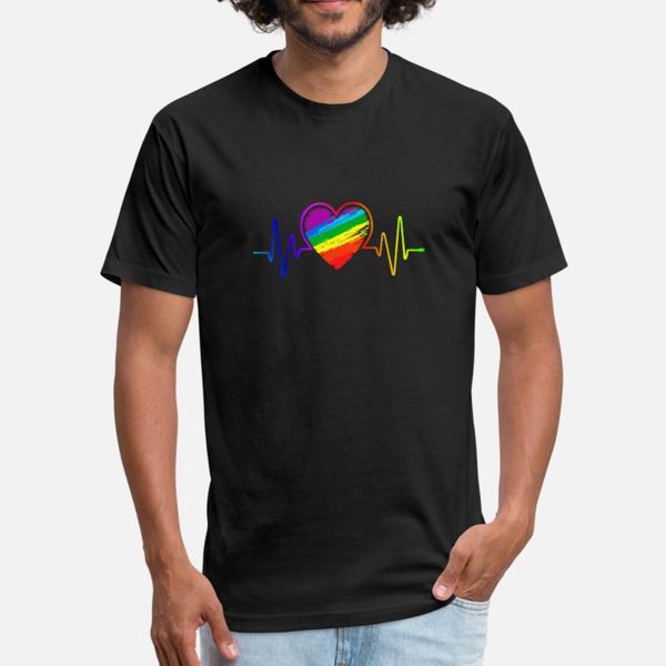 

lgbt rainbow heartbeat lgbt day t shirt men custom tee shirt crew neck original famous building spring trend shirt